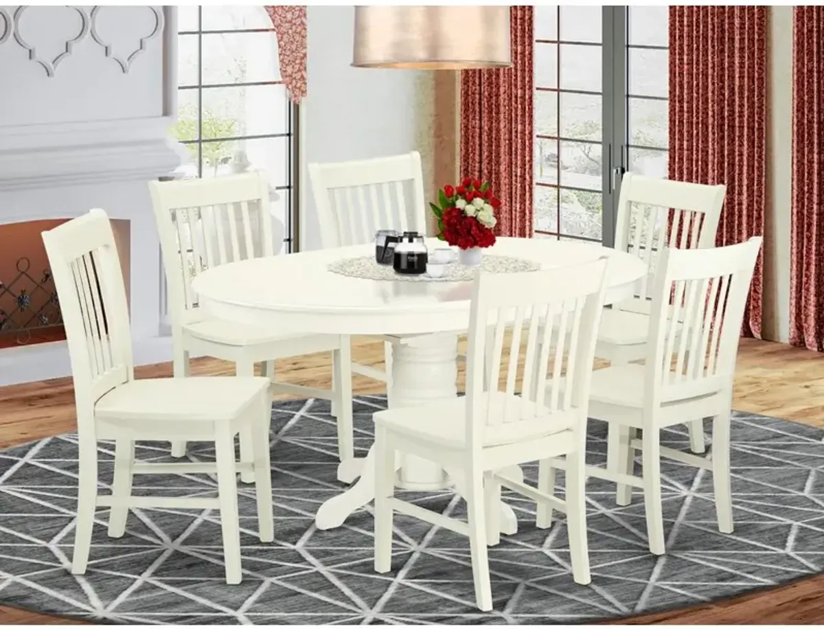 East West Furniture Dining Room Set Linen White, AVNO7-LWH-W