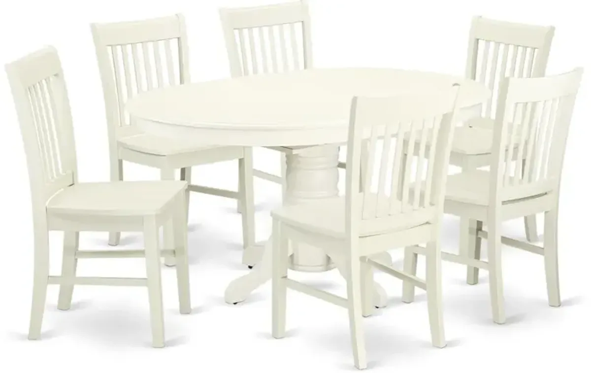 East West Furniture Dining Room Set Linen White, AVNO7-LWH-W