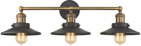 English Pub 28'' Wide 3-Light Antique Brass Vanity Light