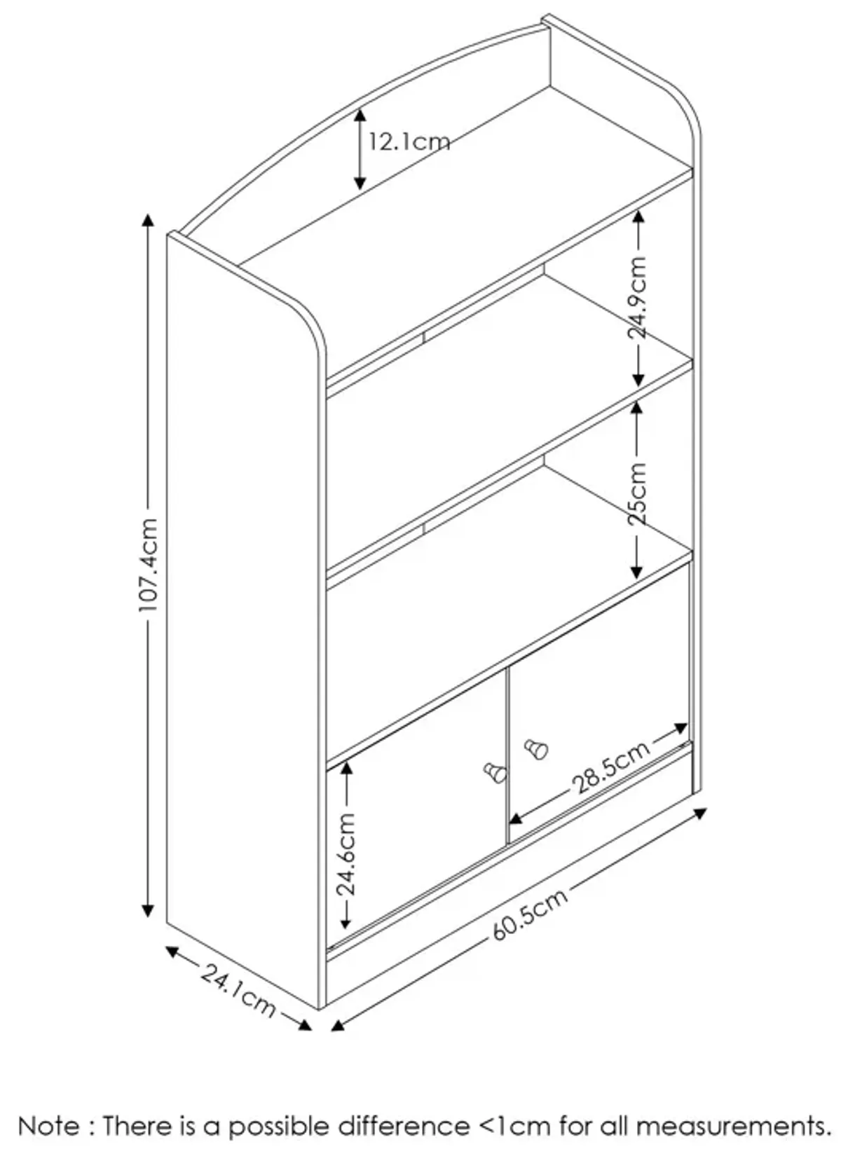 FURINNO Lova Bookshelf with Storage Cabinet, 9.49D x 23.82W x 42.28H in, Light Blue