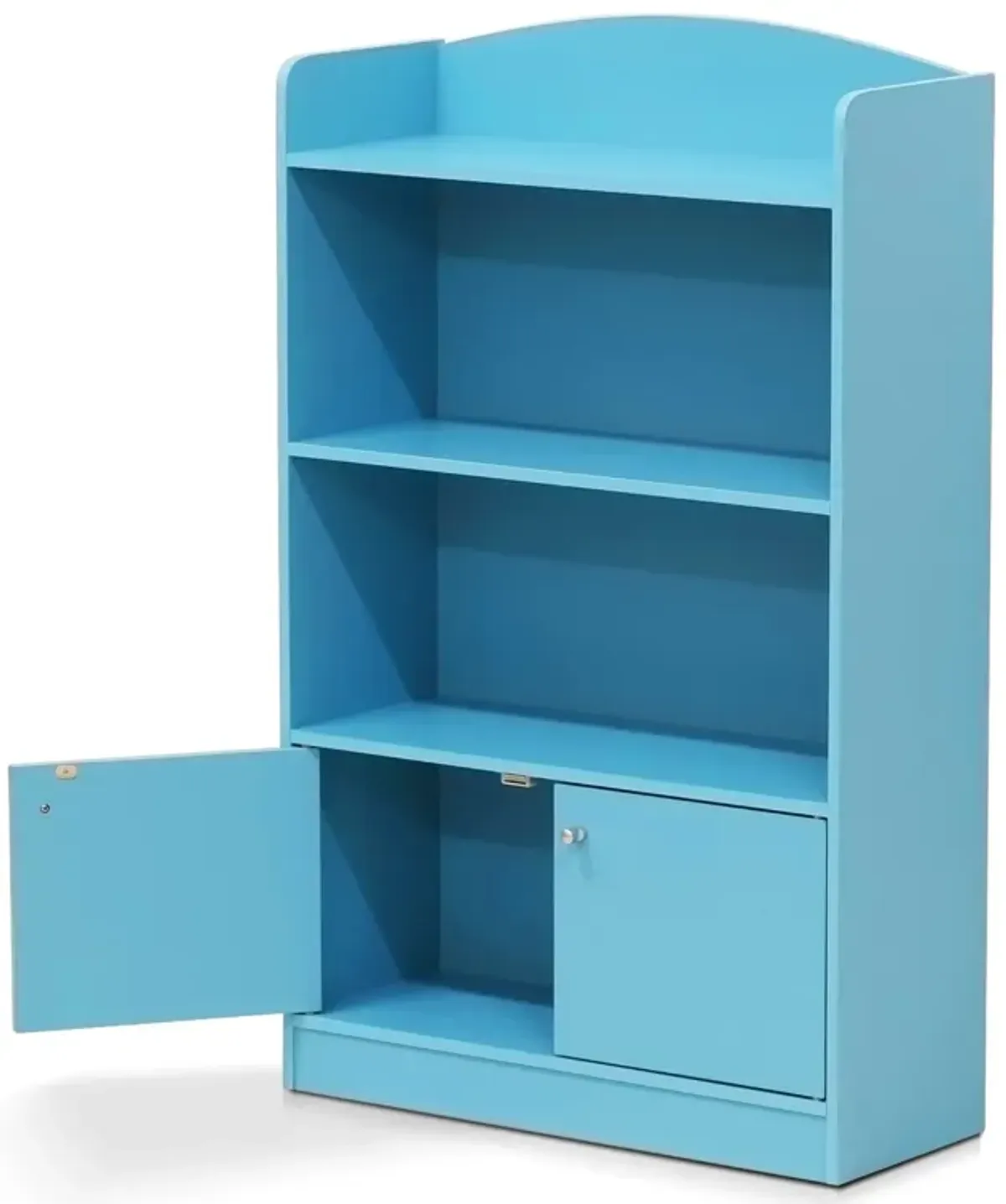 FURINNO Lova Bookshelf with Storage Cabinet, 9.49D x 23.82W x 42.28H in, Light Blue