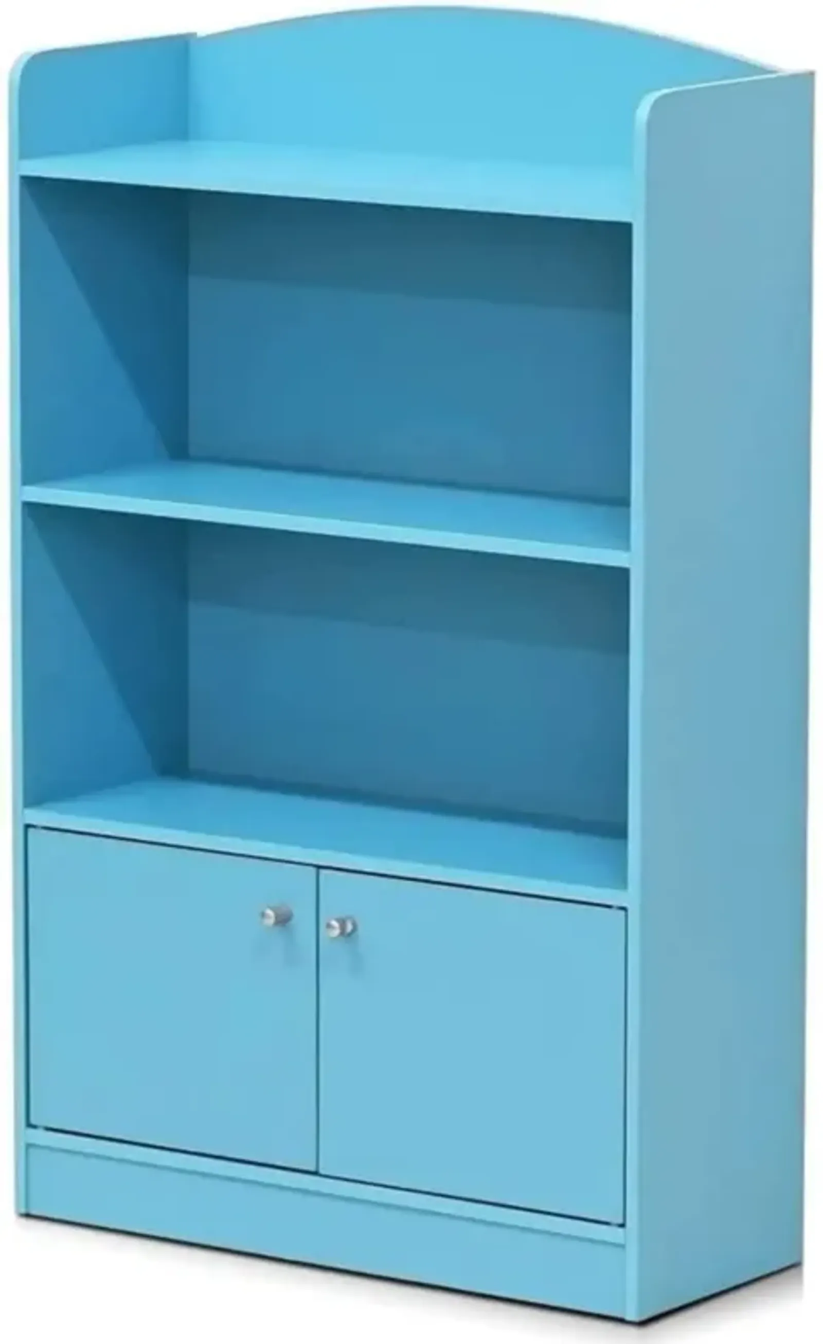 FURINNO Lova Bookshelf with Storage Cabinet, 9.49D x 23.82W x 42.28H in, Light Blue