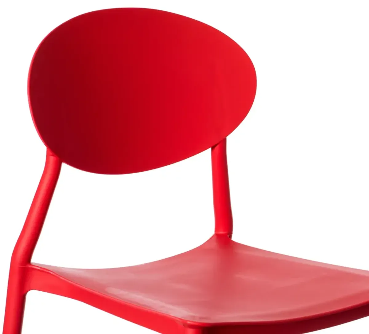 Modern Plastic Outdoor Dining Chair with Open Oval Back Design, Red