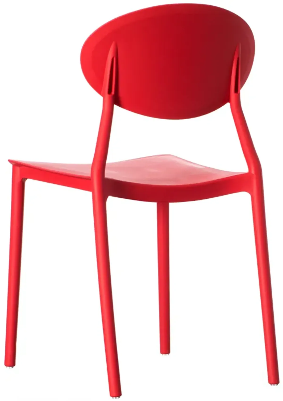 Modern Plastic Outdoor Dining Chair with Open Oval Back Design, Red