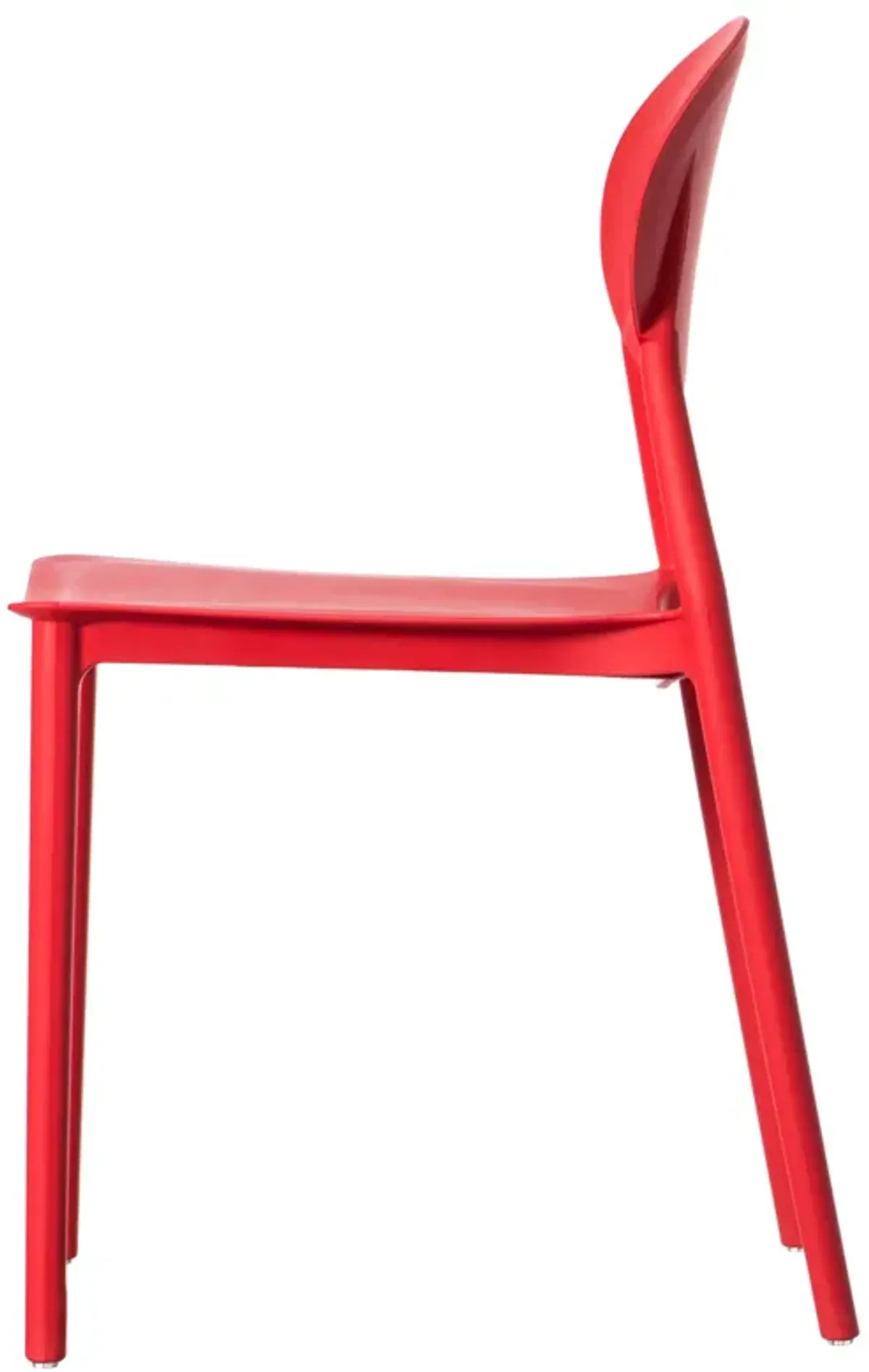 Modern Plastic Outdoor Dining Chair with Open Oval Back Design, Red