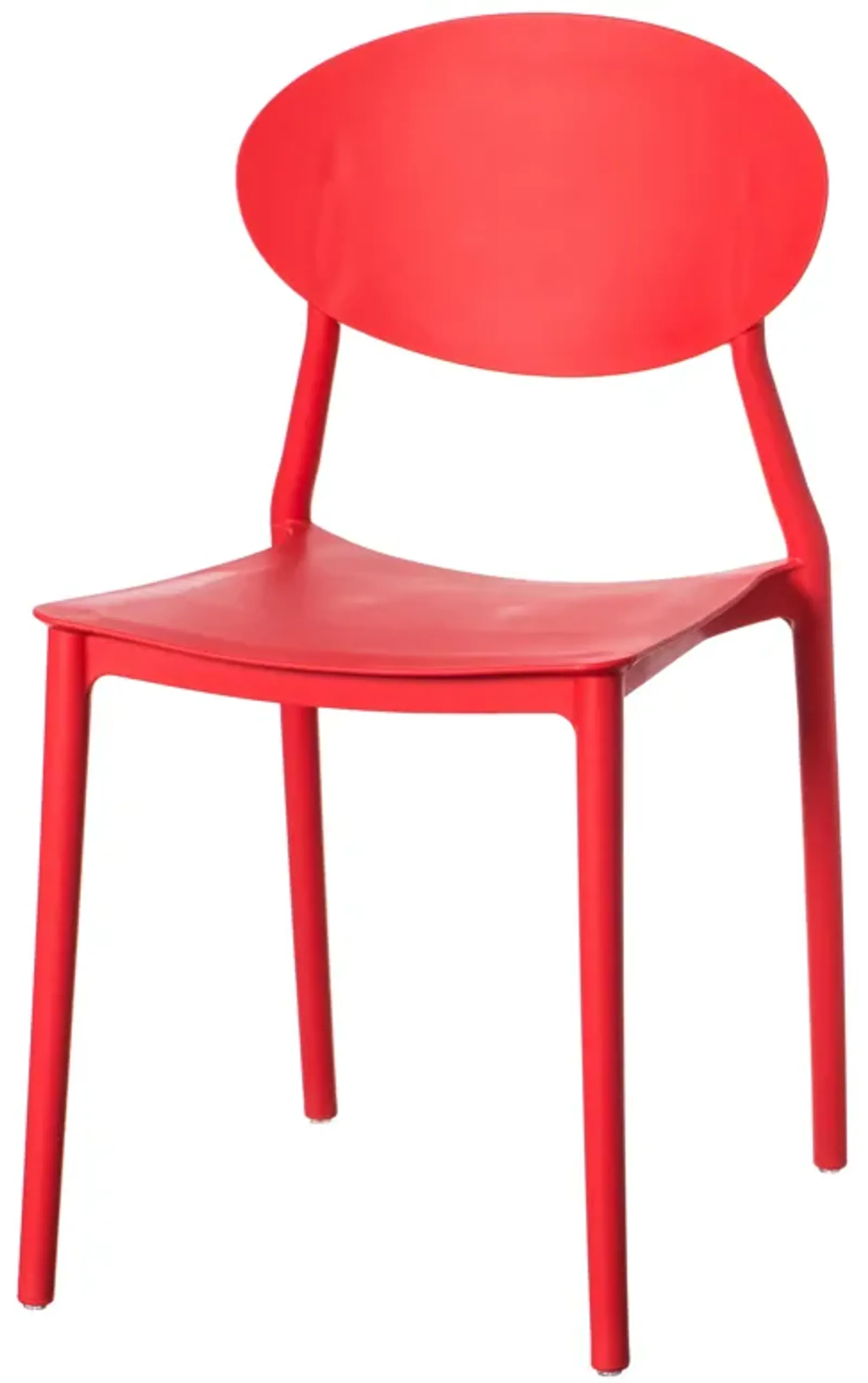 Modern Plastic Outdoor Dining Chair with Open Oval Back Design, Red