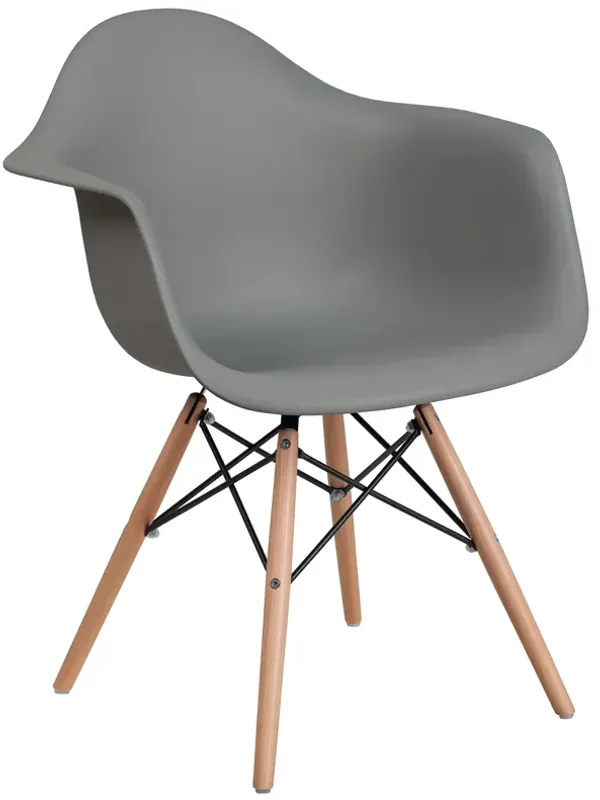 Flash Furniture Alonza Series White Plastic Chair with Wooden Legs