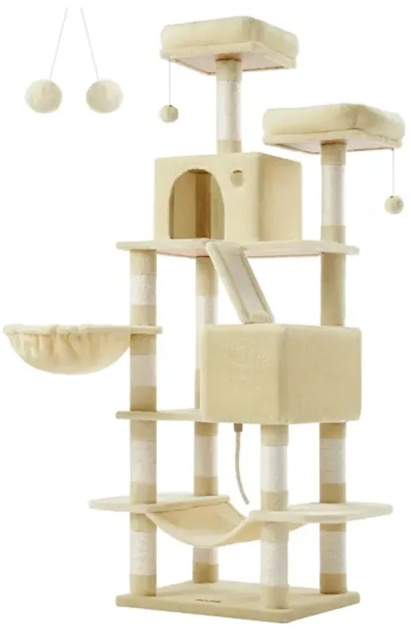 Durable Cat Tree with Multiple Levels and Scratching Posts