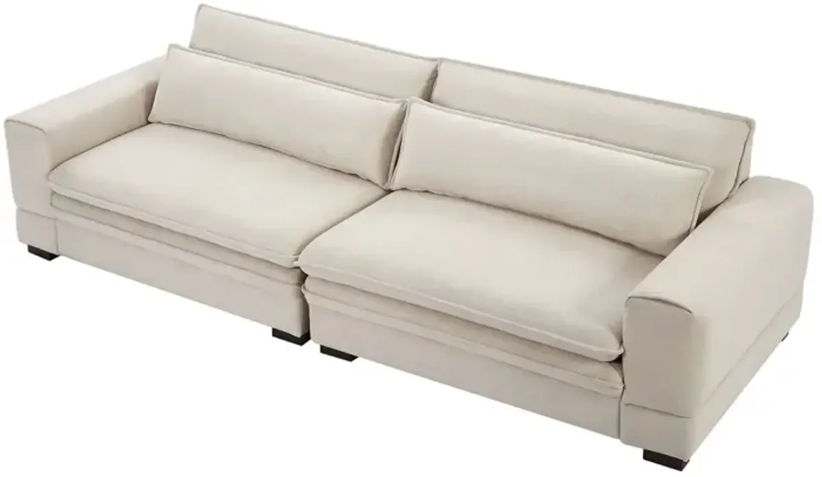 Modern Beige Upholstered Sofa for Multiple Spaces