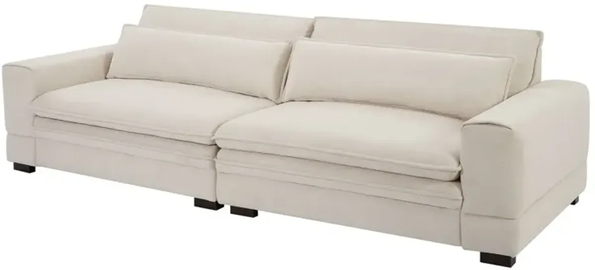 Modern Beige Upholstered Sofa for Multiple Spaces