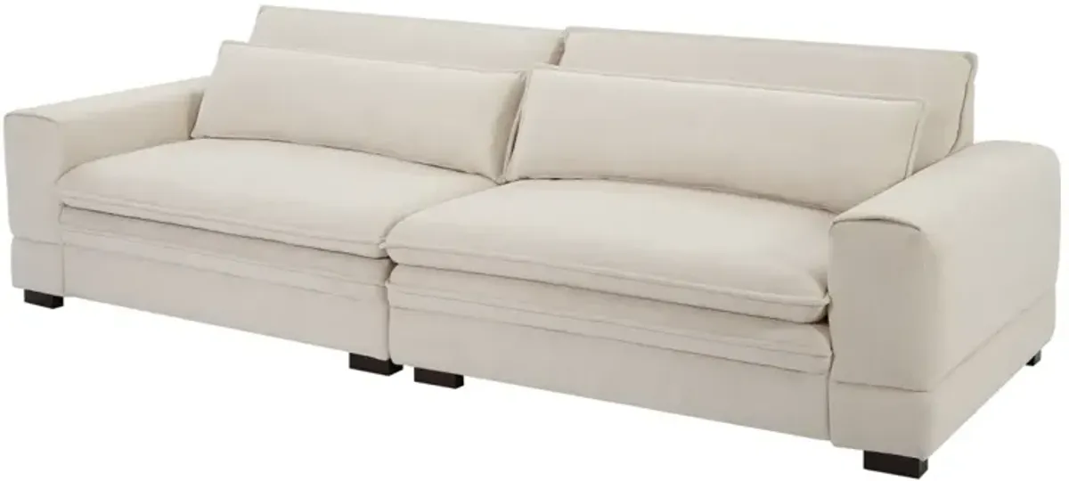 Modern Beige Upholstered Sofa for Multiple Spaces