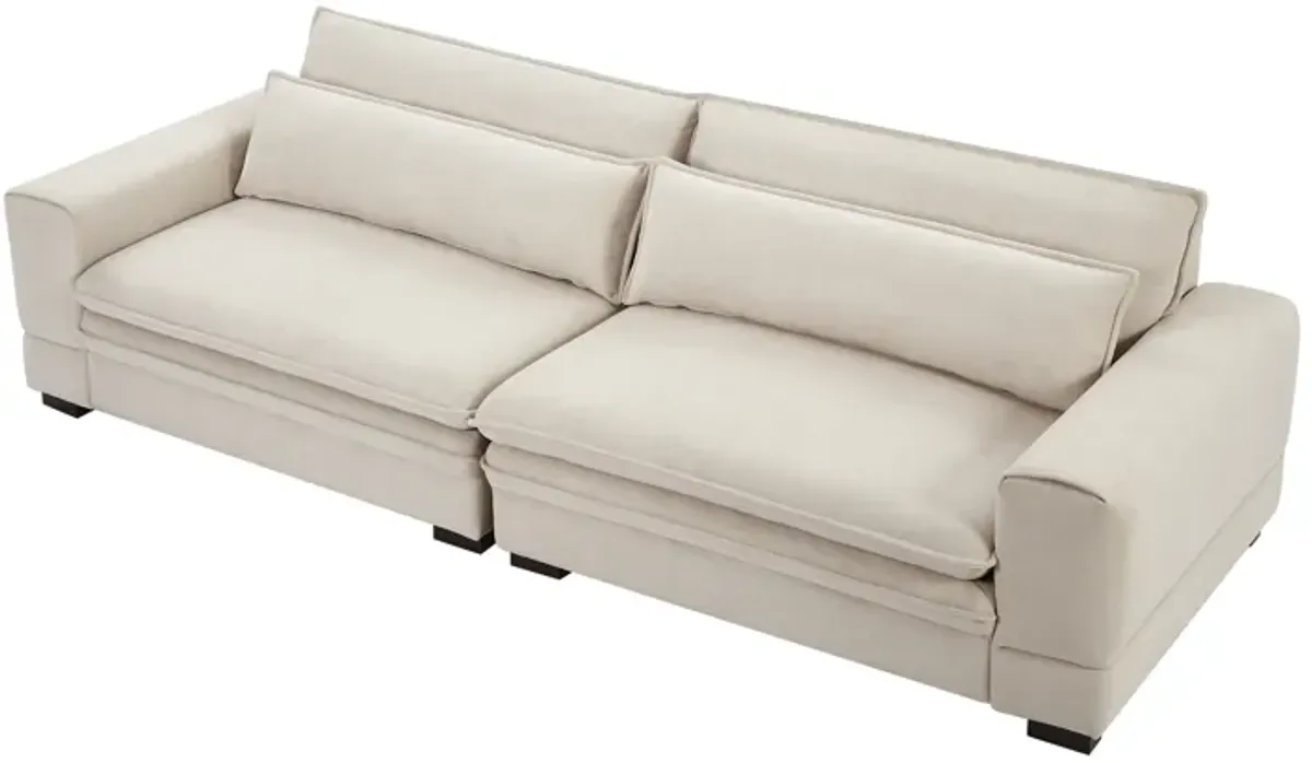 Modern Beige Upholstered Sofa for Multiple Spaces