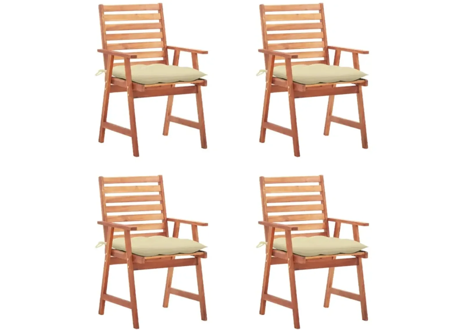 vidaXL Patio Dining Chairs 4 pcs with Cushions Solid Acacia Wood