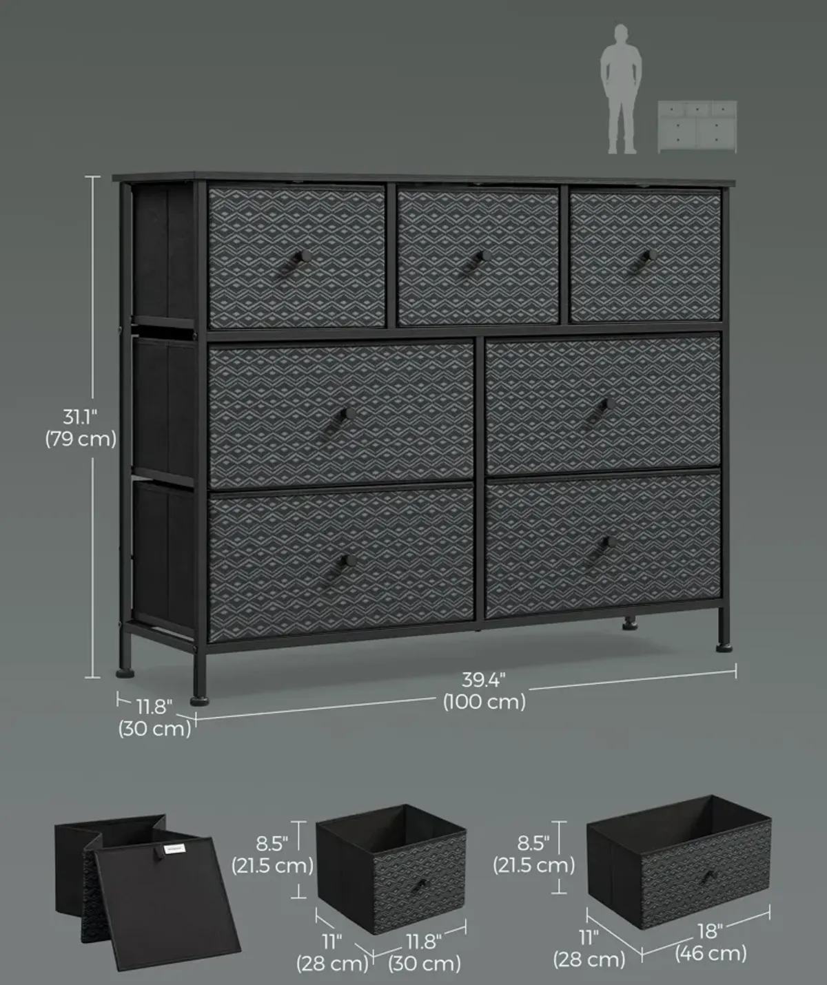 Durable Fabric Dresser with Ample Storage for Bedroom Organization