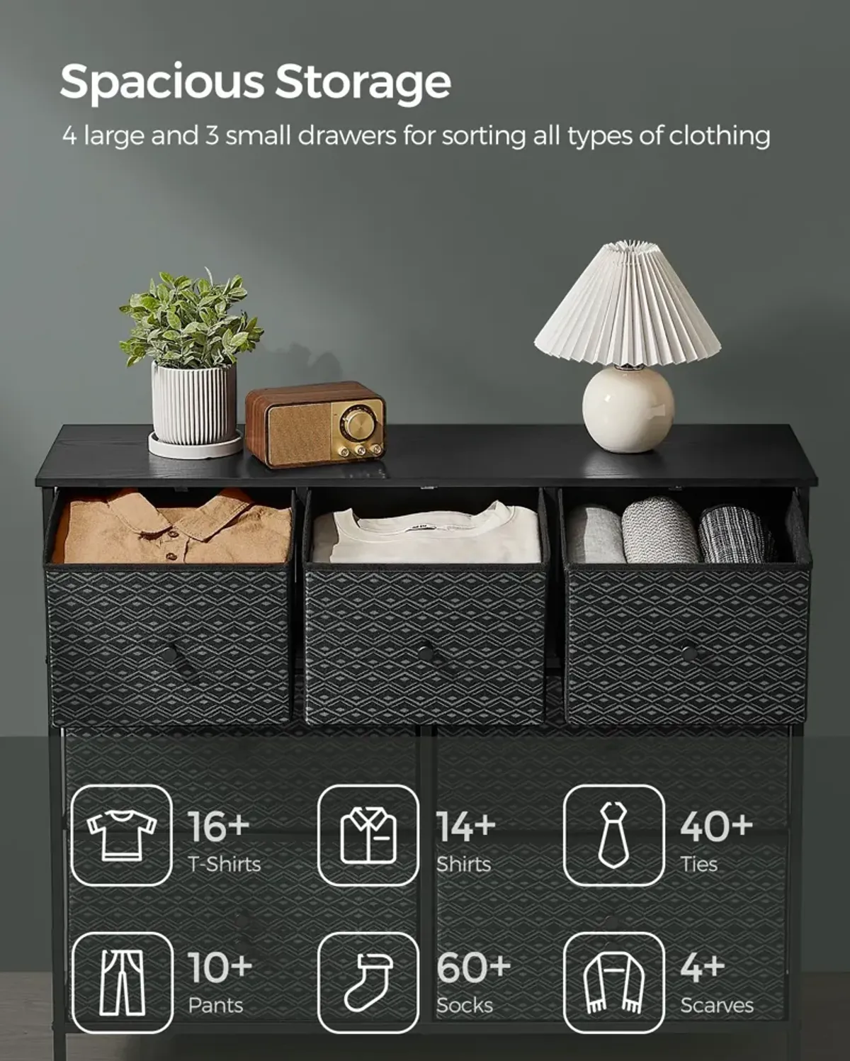 Durable Fabric Dresser with Ample Storage for Bedroom Organization