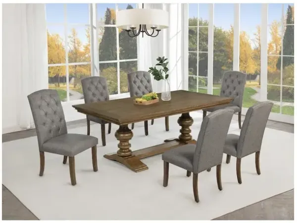 Best Quality Furniture Dinging Set With 6 Dark Grey Side Chairs And One 72 Wood Dining Table