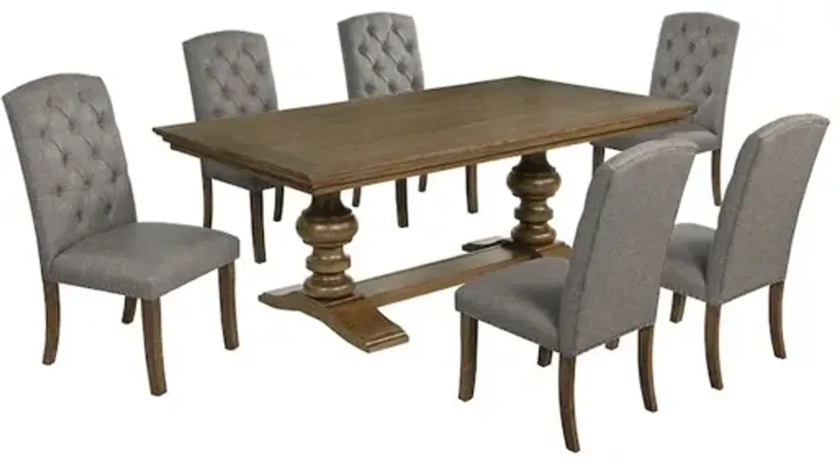 Best Quality Furniture Dinging Set With 6 Dark Grey Side Chairs And One 72 Wood Dining Table