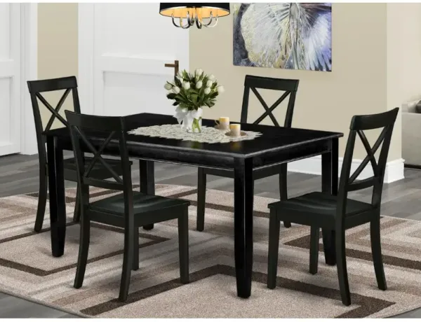 East West Furniture Dining Room Set Black, DUBO5-BLK-W