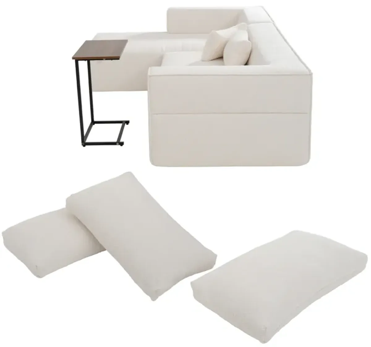 Merax Fully Compressed Modular Sectional Sofa with 1 Side Table