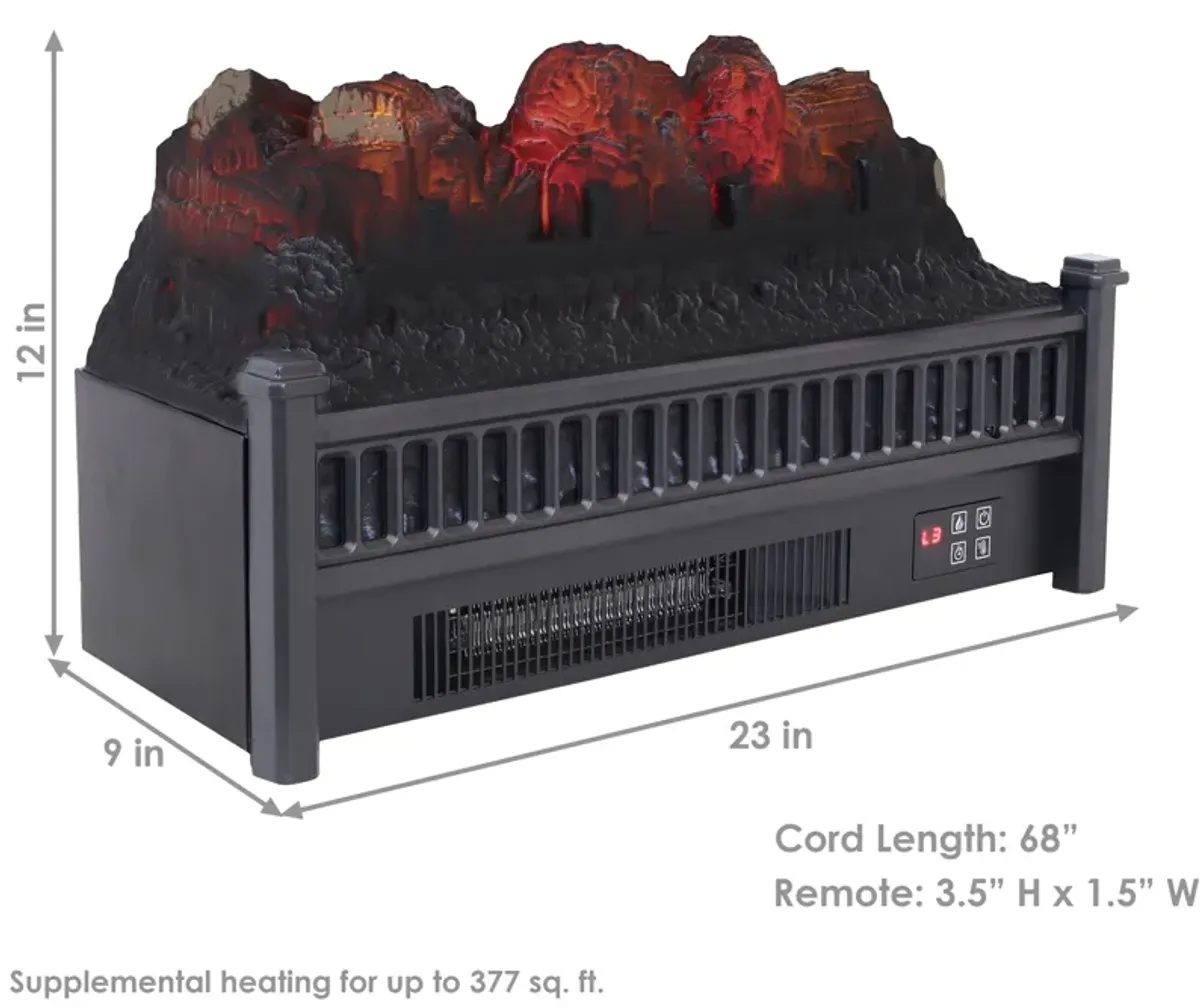 Sunnydaze 23 in Polypropylene Flameless Log Electric Fireplace Insert