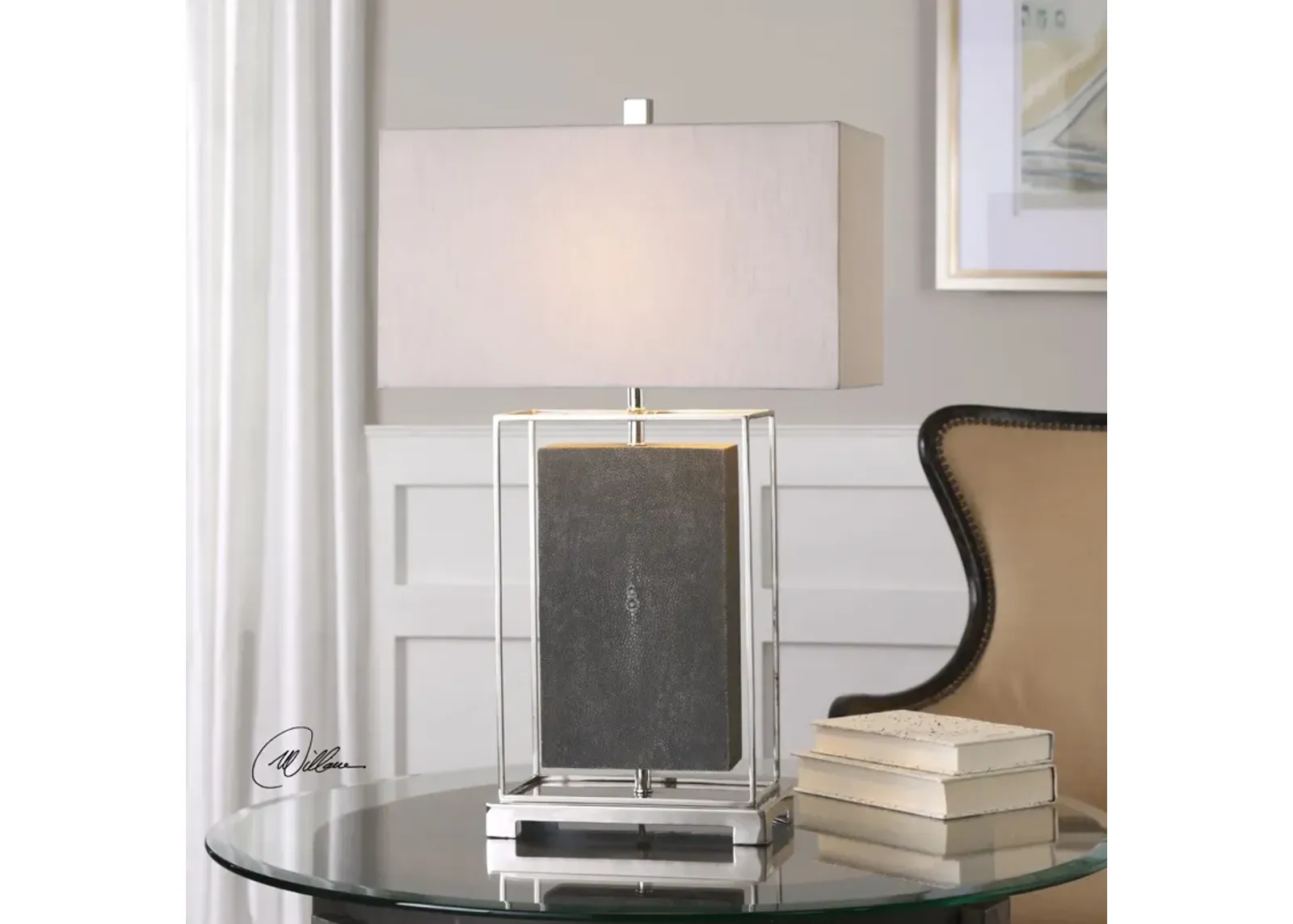 Uttermost Sakana Gray Textured Table Lamp