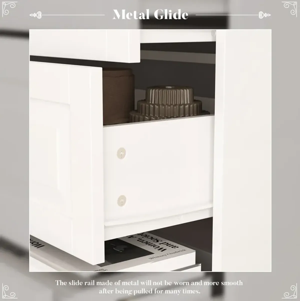 FUFU&GAGA Contemporary 5-Drawer Dresser with Durable MDF Construction and Metal Handles,(31.5" W x 15.7" D x 47.2" H),White