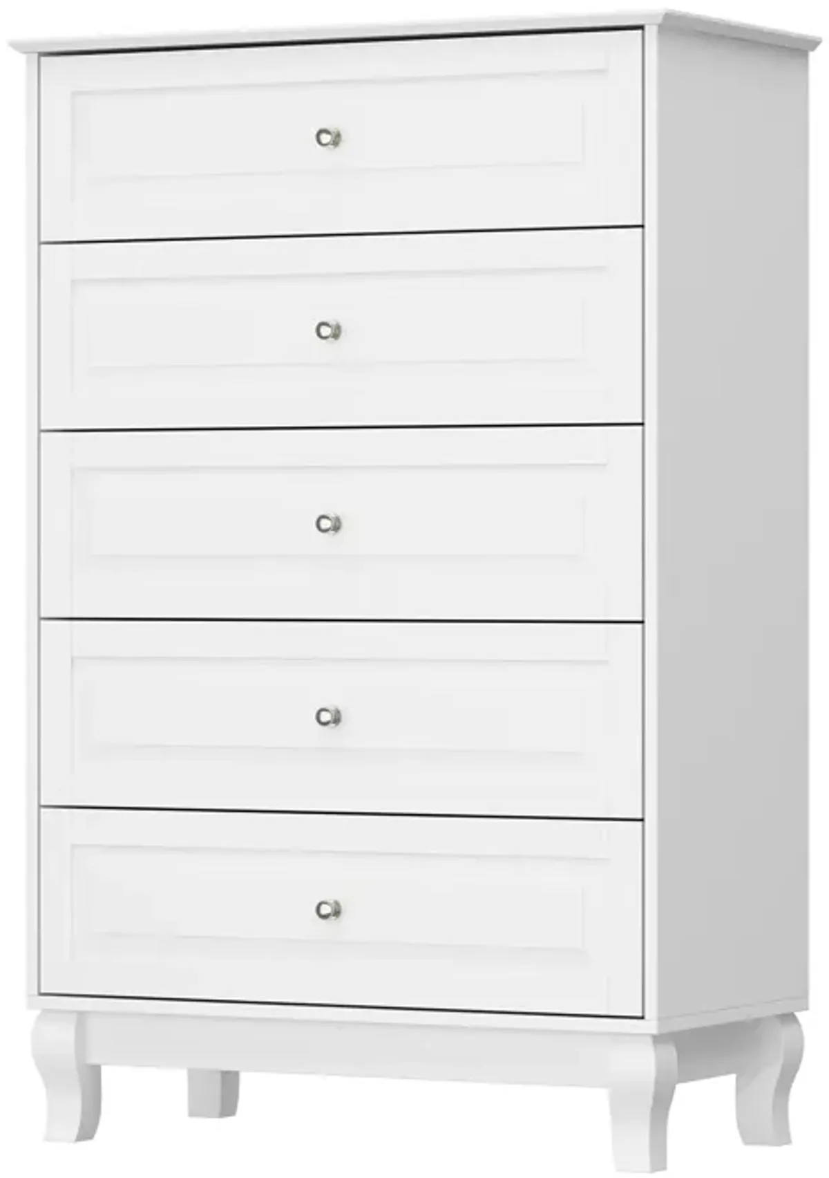 FUFU&GAGA Contemporary 5-Drawer Dresser with Durable MDF Construction and Metal Handles,(31.5" W x 15.7" D x 47.2" H),White