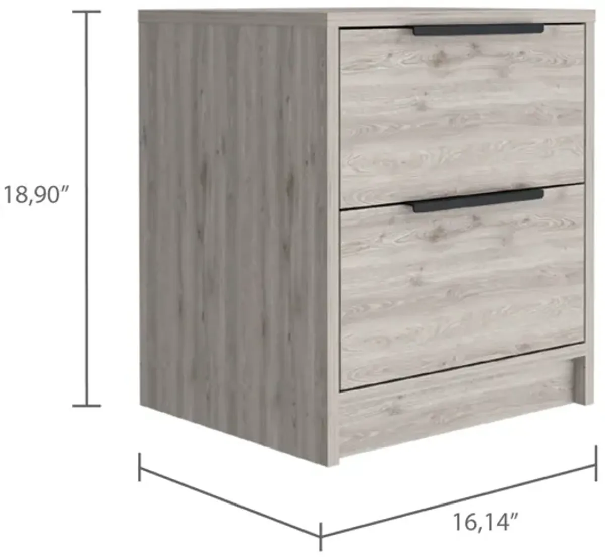 Modern Nightstand 19" H, Two Drawers, Light Gray