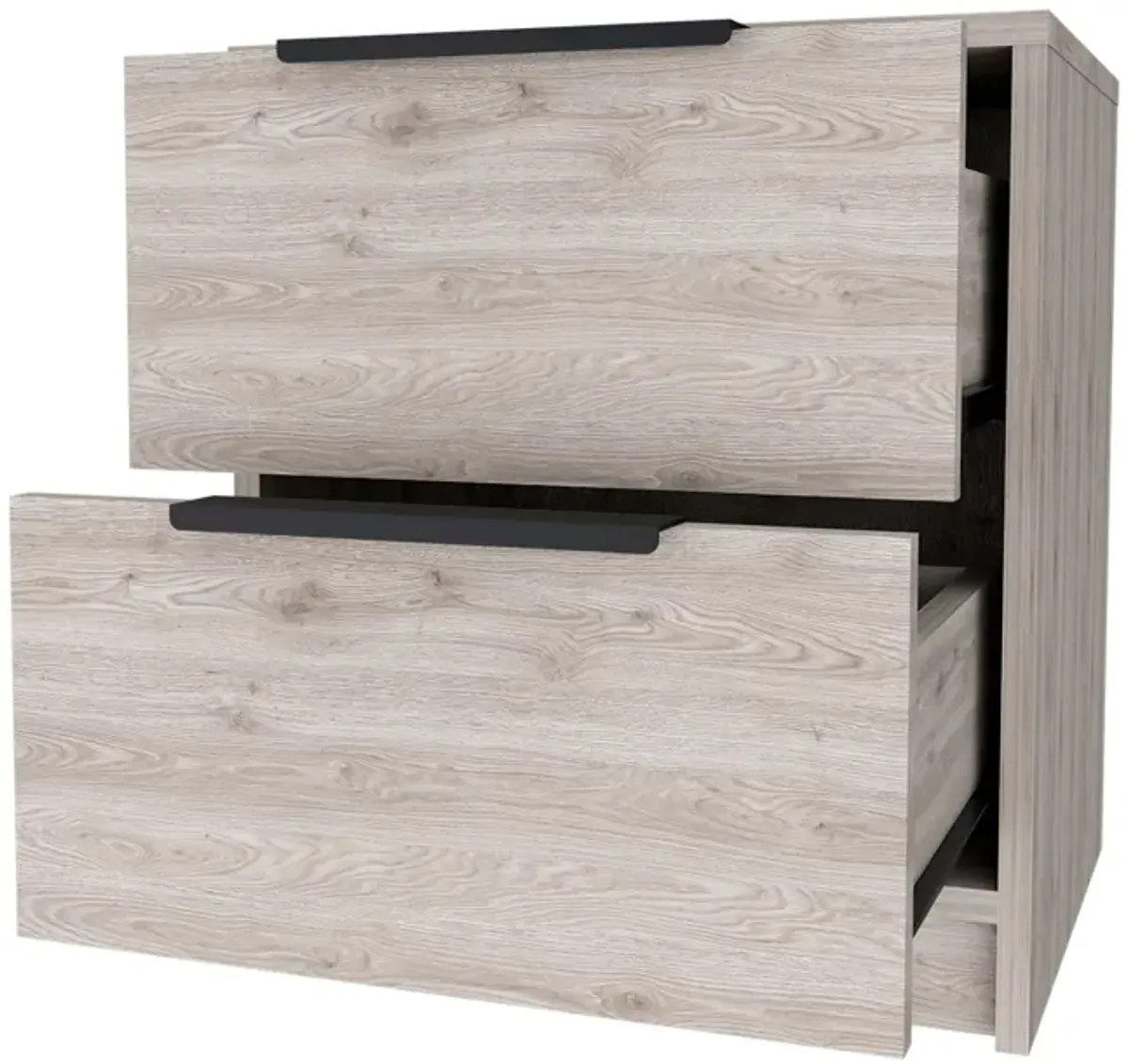 Modern Nightstand 19" H, Two Drawers, Light Gray