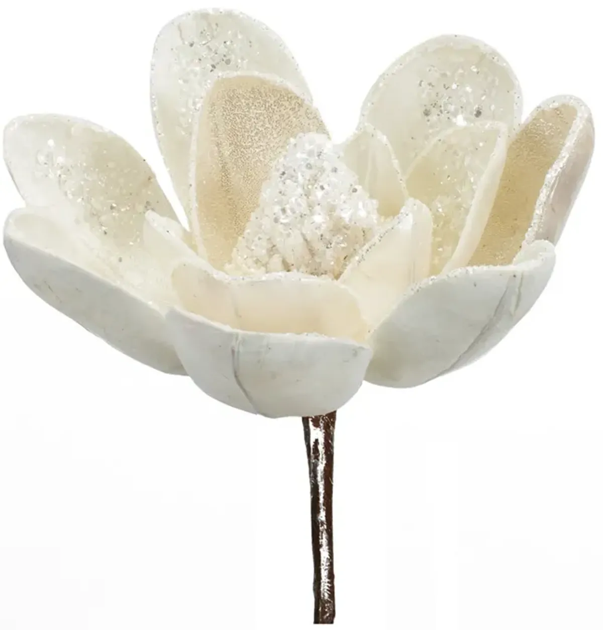 Velvet Magnolia Stem with Bead Accents Elegant Faux Floral Arrangement for Home Decor (Set of 6)