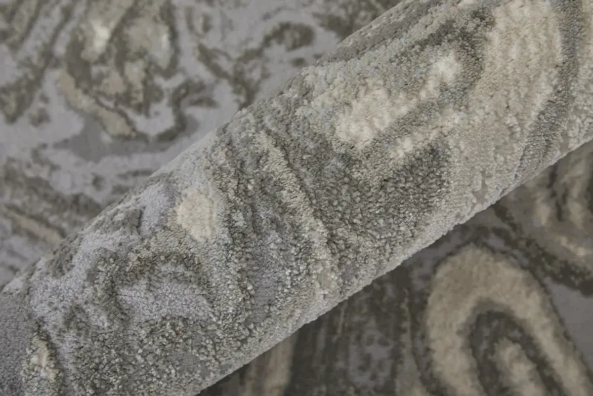 Prasad 3894F Gray/Ivory/Silver 5' x 8' Rug