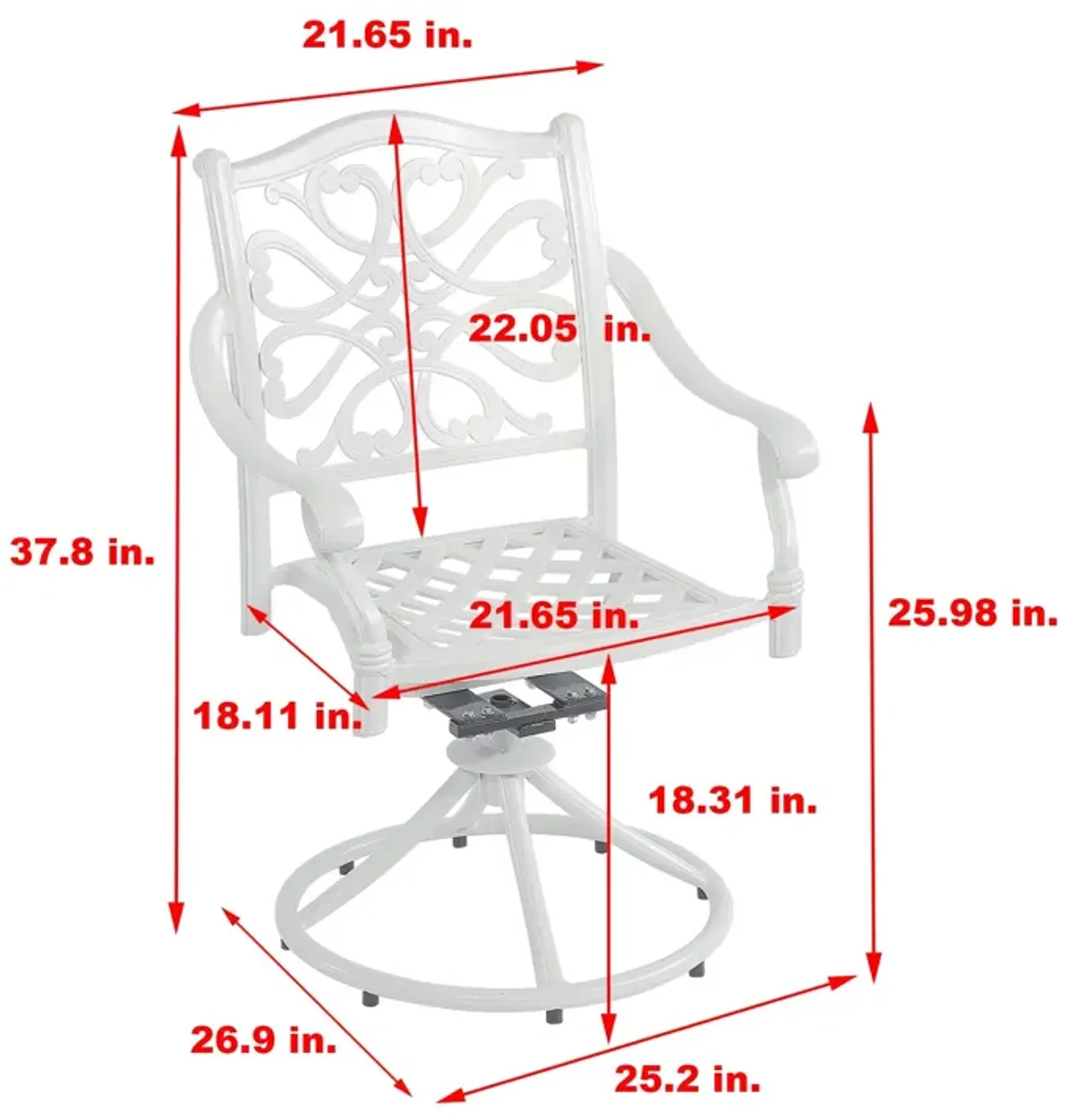 MONDAWE Outdoor Bistro Dining Chairs Patio Cast Aluminum Dining Swivel Rocker Chair (Set of 2)