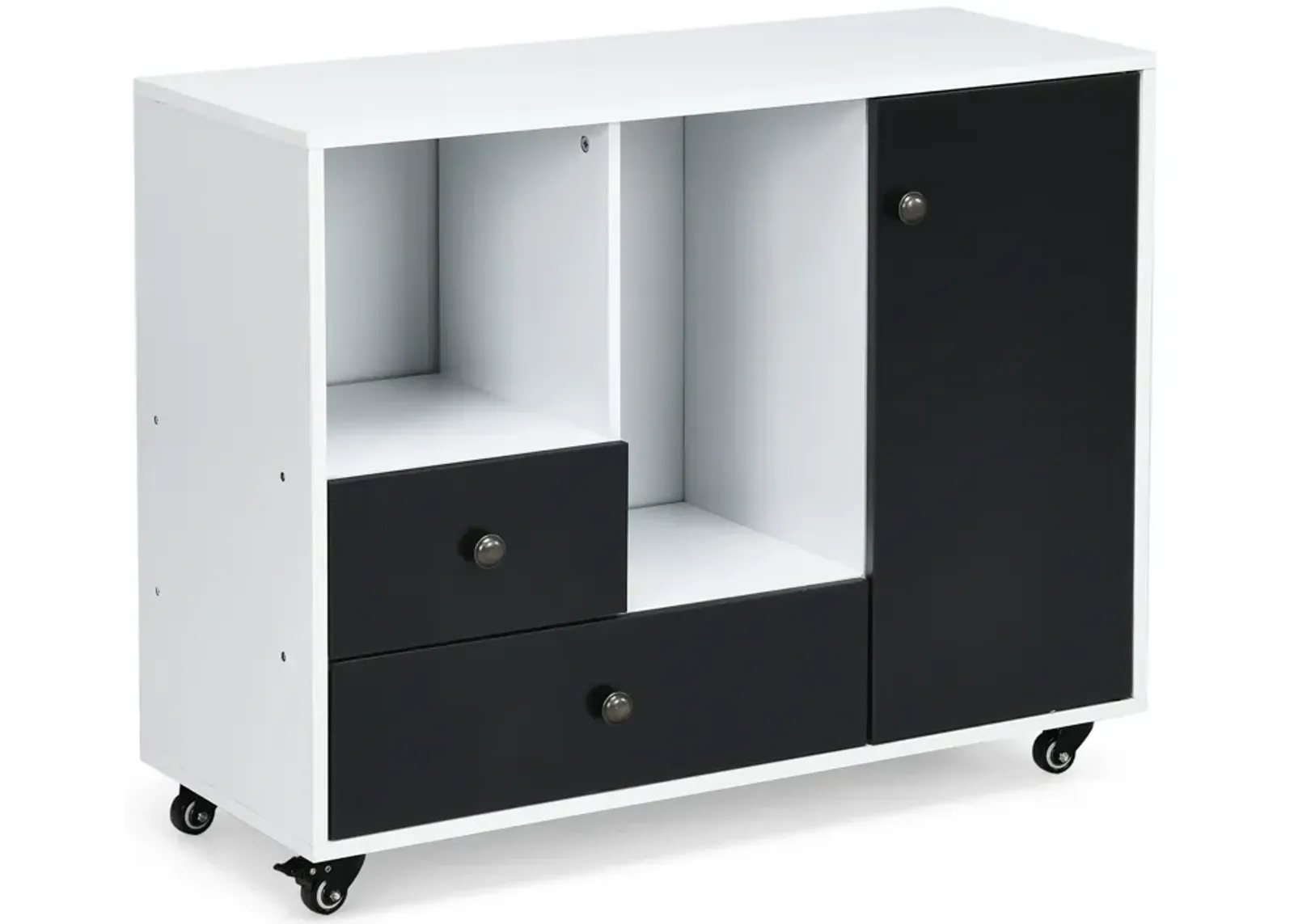 Lateral Mobile Filing Cabinet with 2 Drawers-Black