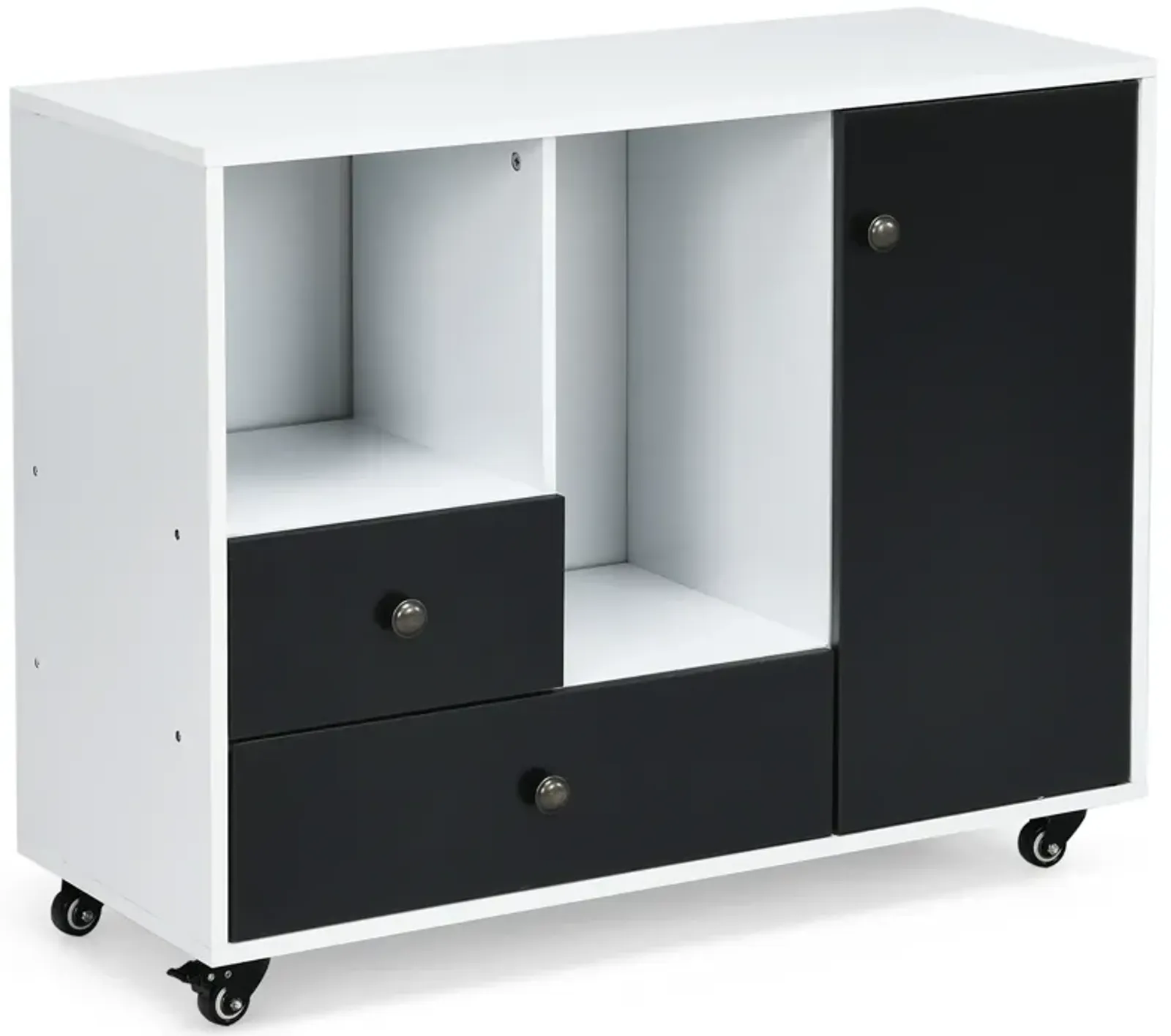 Lateral Mobile Filing Cabinet with 2 Drawers-Black