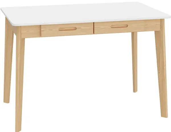 1-Piece White Wooden Makeup Vanity, Vanity Table, Dressing Desk with 2 Drawers, 39.4 in. W x 21.7 in. D x 29.5 in. H