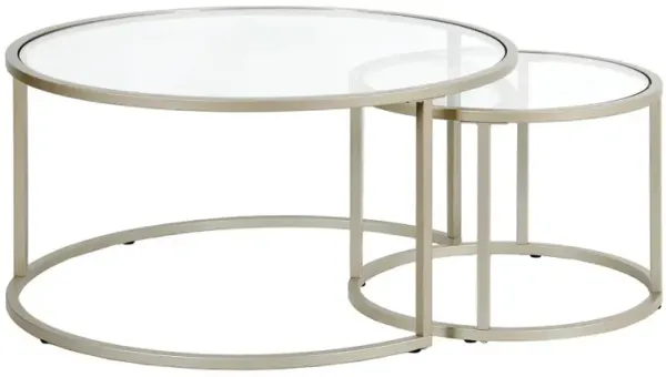 Hudson&Canal Watson Round Nested Coffee Table in Satin Nickel