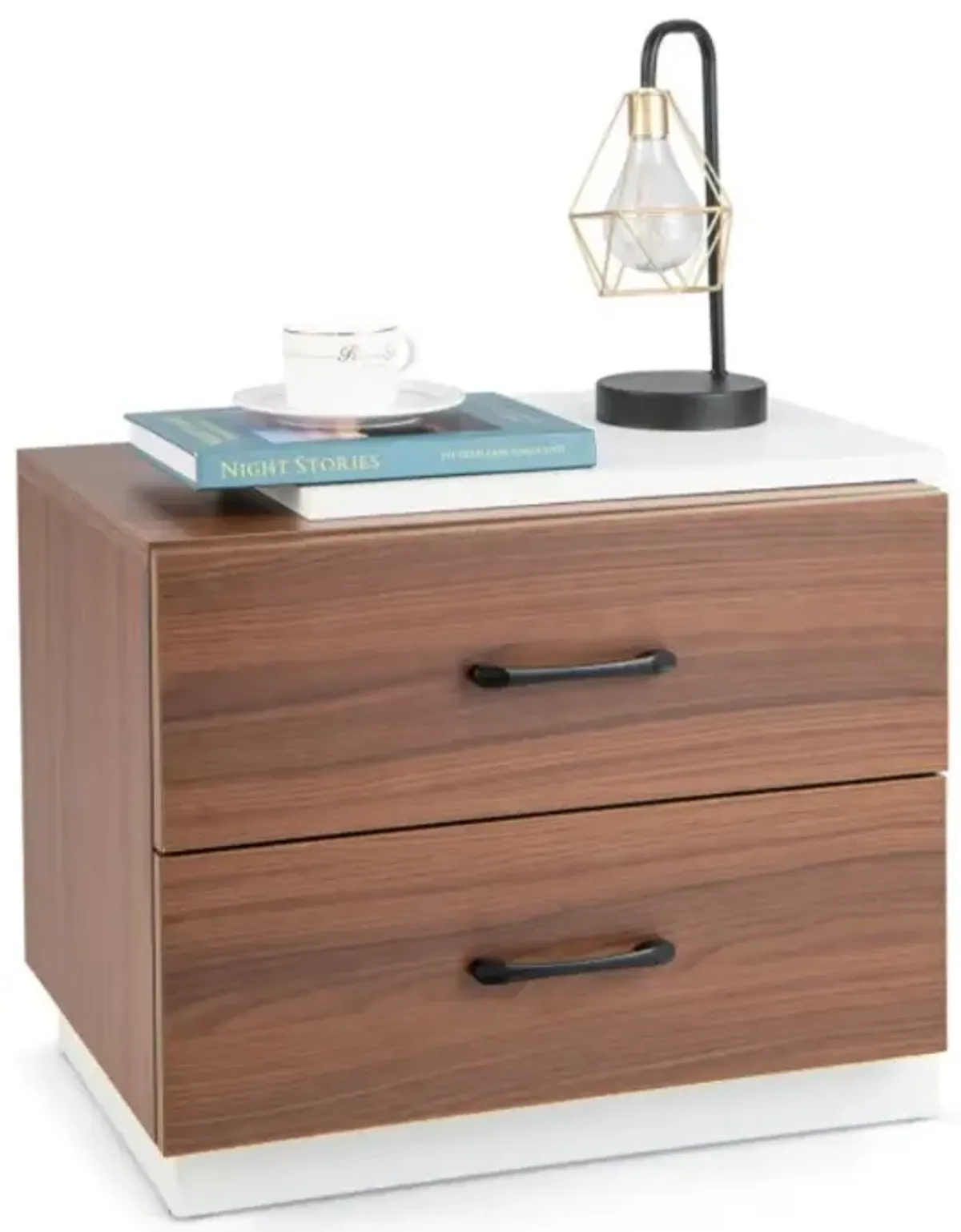 Hivvago Modern Nightstand with 2 Drawers for Bedroom Living Room-Brown