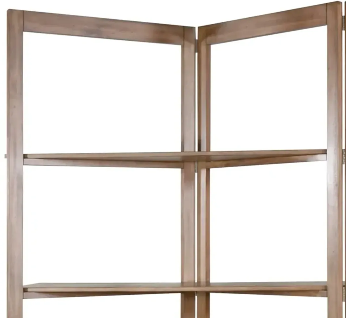 Room Divider Bookcase Storage, 3 Display Shelves, Brown Wood 95 Inch - Benzara