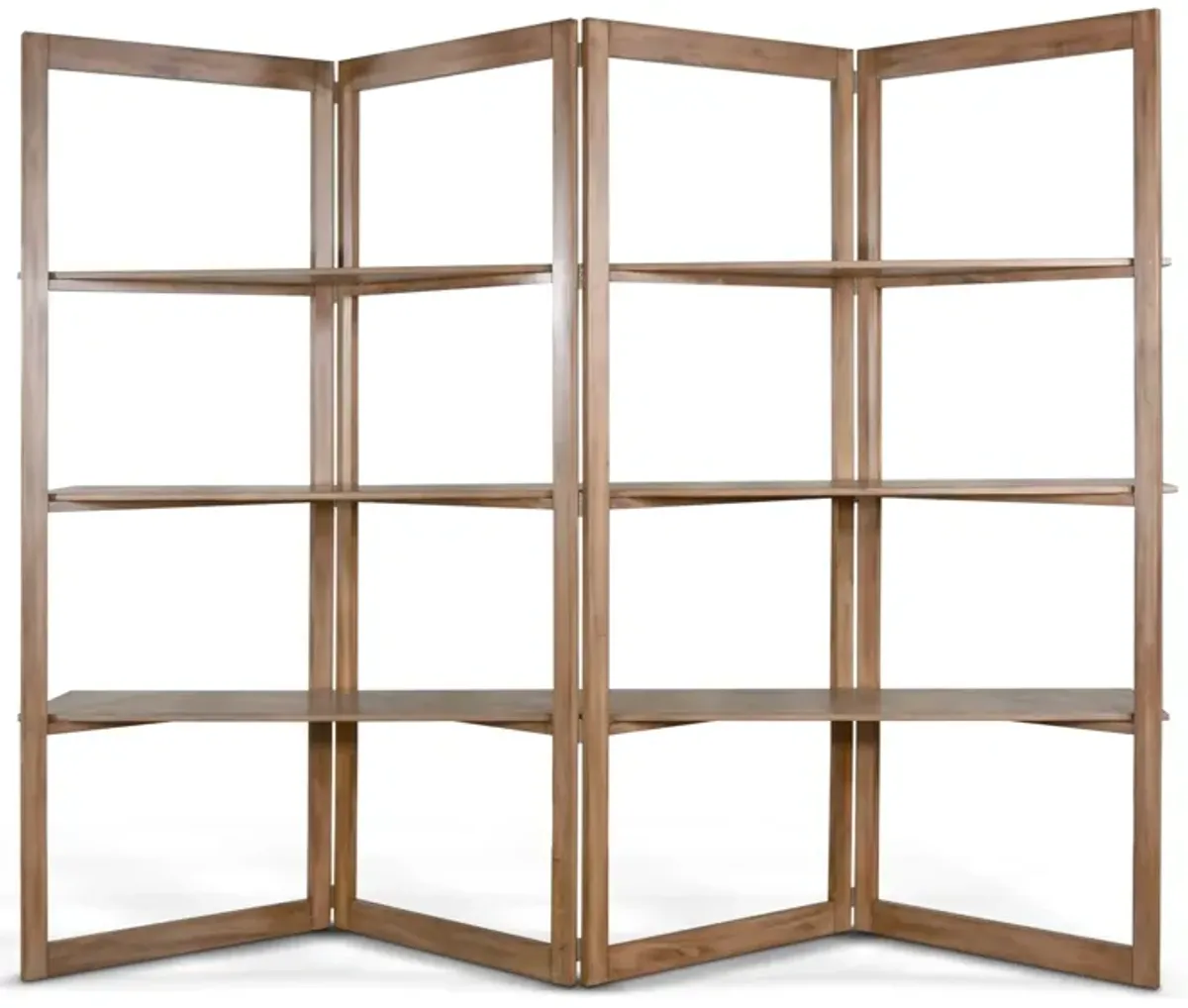 Room Divider Bookcase Storage, 3 Display Shelves, Brown Wood 95 Inch - Benzara