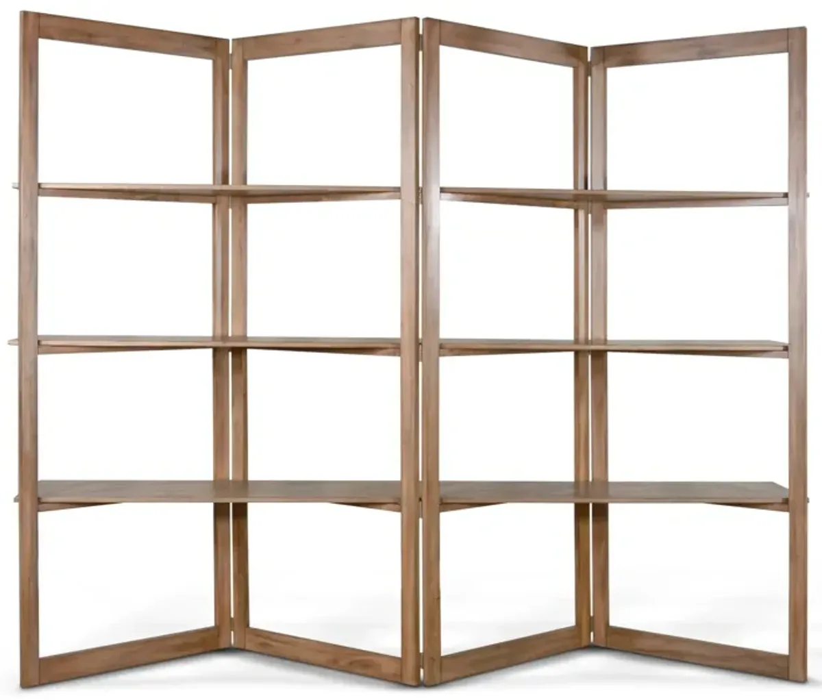 Room Divider Bookcase Storage, 3 Display Shelves, Brown Wood 95 Inch - Benzara