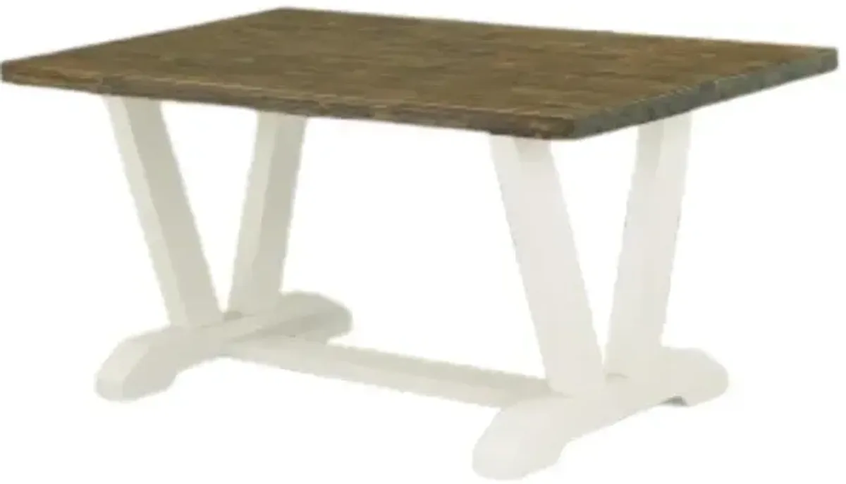 East West Furniture 1-Piece, Kitchen Table with Rectangular Distressed Jacobean Table top and Linen White Wooden Legs Finish