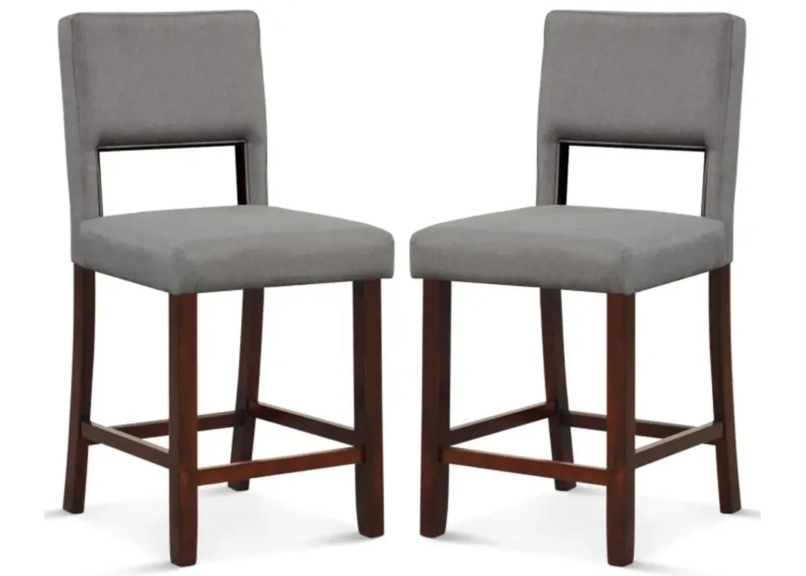 Hivvago 2 Piece Bar Chair Set with Hollowed Back and Rubber Wood Legs