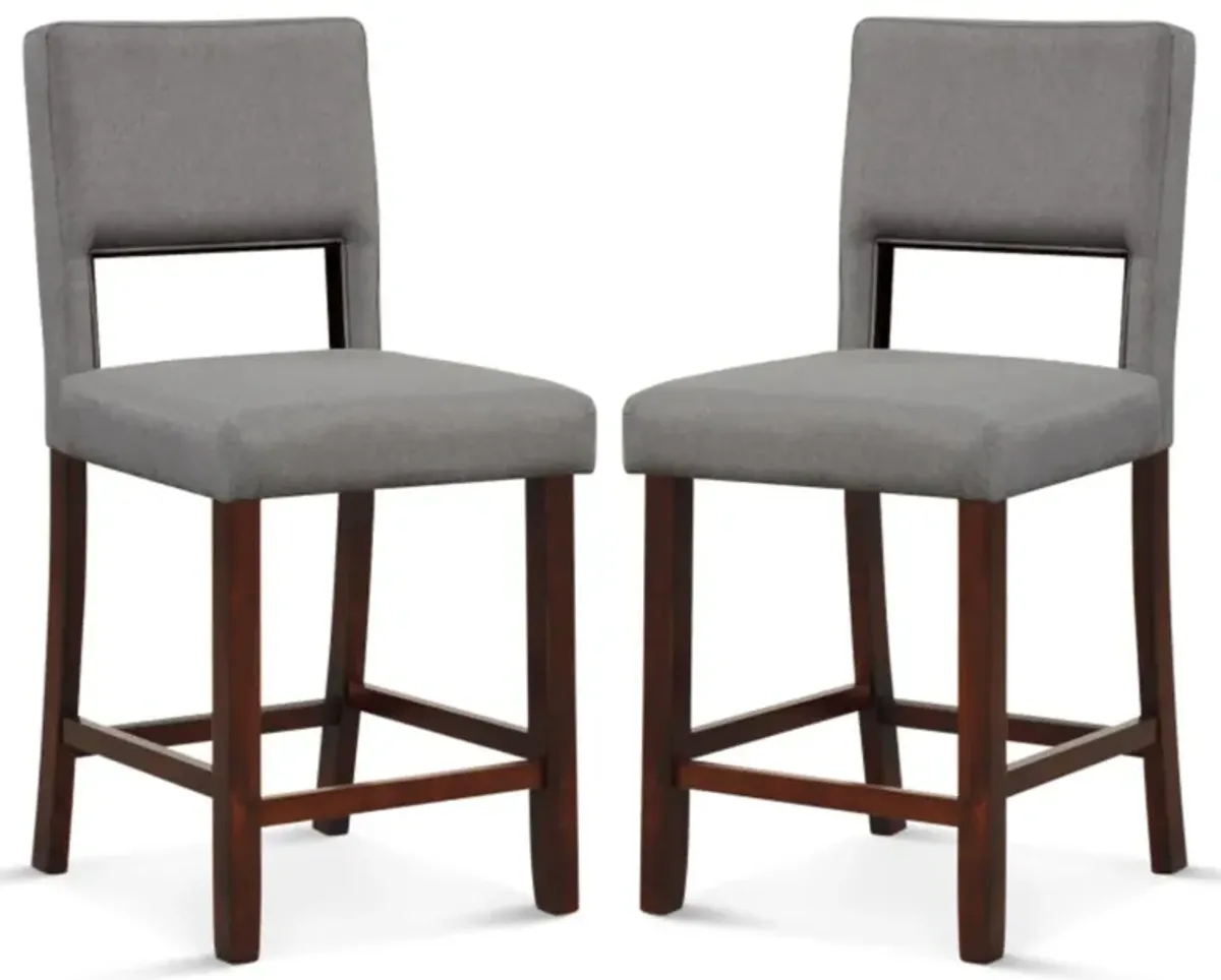 Hivvago 2 Piece Bar Chair Set with Hollowed Back and Rubber Wood Legs