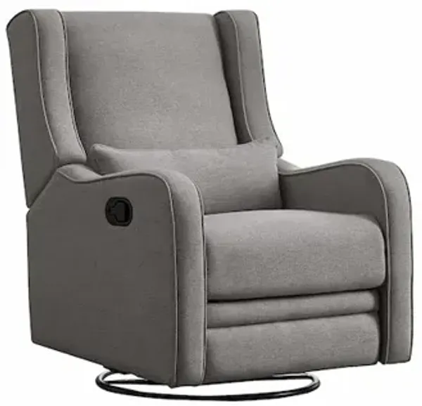 Westwood Design Elsa Fabric Manual Swivel Glider and Recliner in Harbor Gray