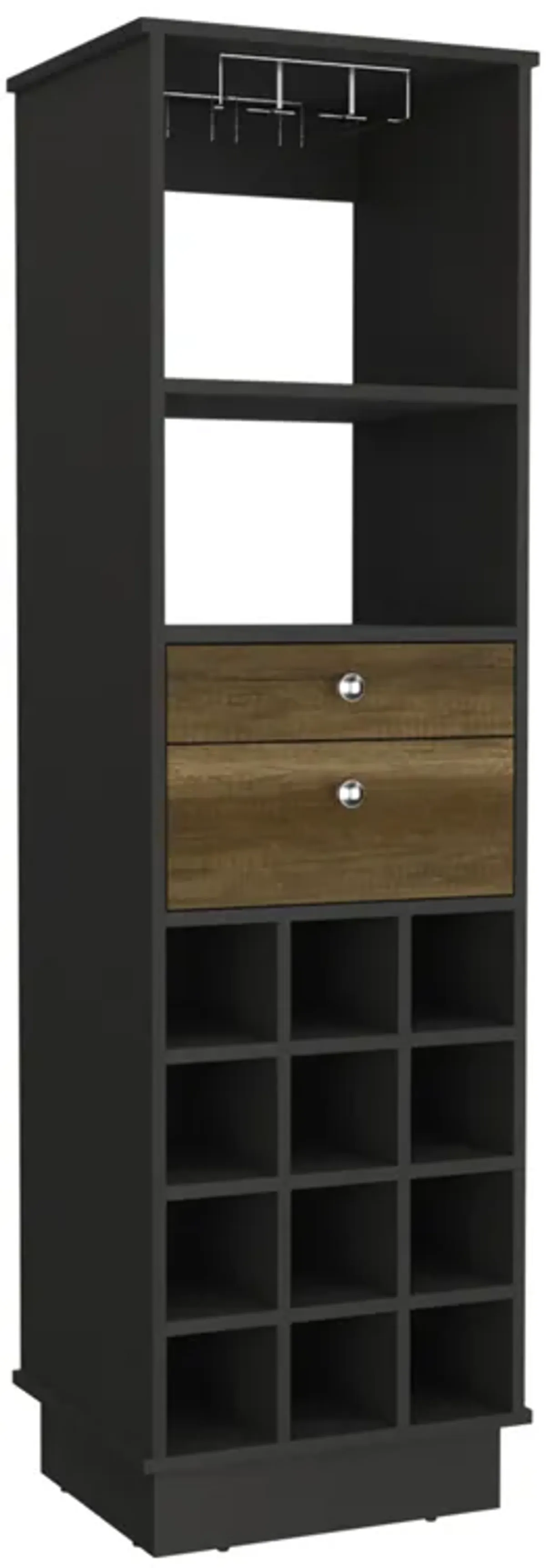 Bar Cabinet Bureck, Living Room, Black / Walnut