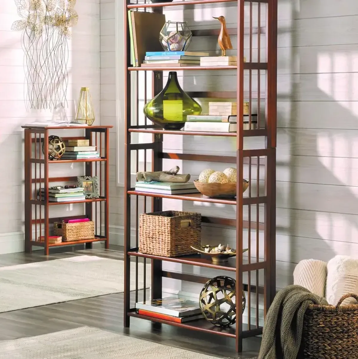 3-Shelf Folding Stackable Bookcase 27.5" Wide - Chestnut