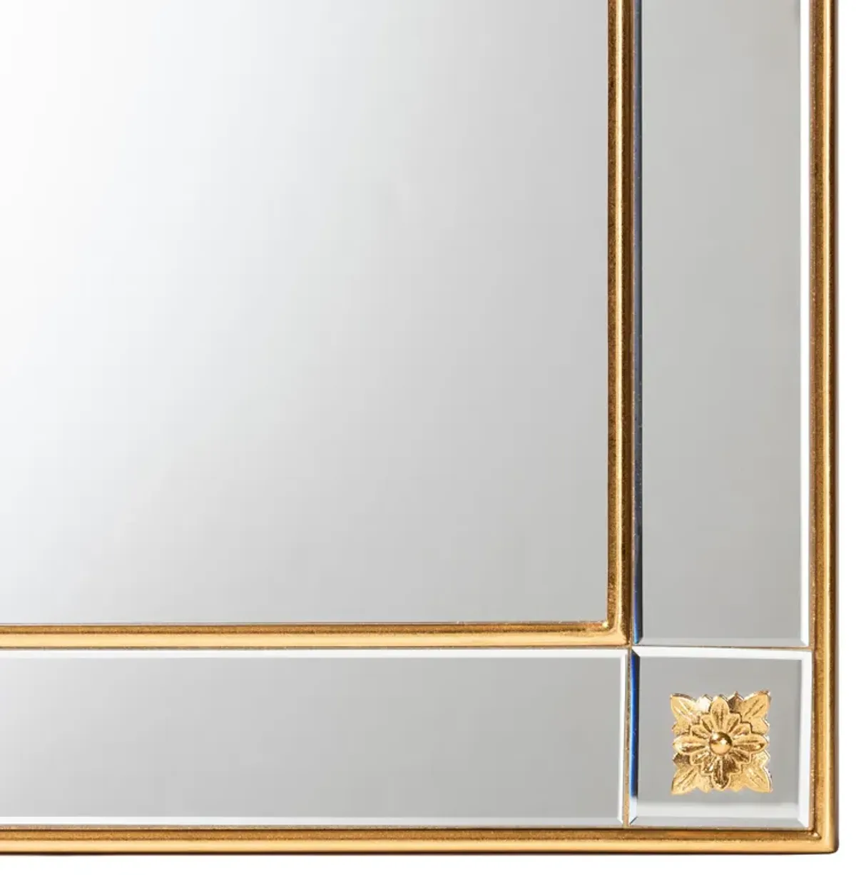 Baxton Studio Iara Modern Glam and Luxe Antique Goldleaf Finished Wood Accent Wall Mirror