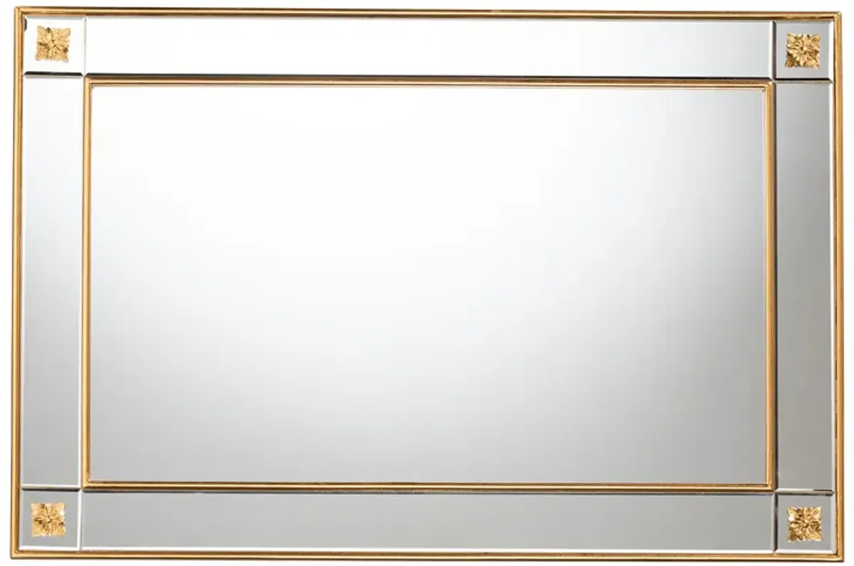 Baxton Studio Iara Modern Glam and Luxe Antique Goldleaf Finished Wood Accent Wall Mirror