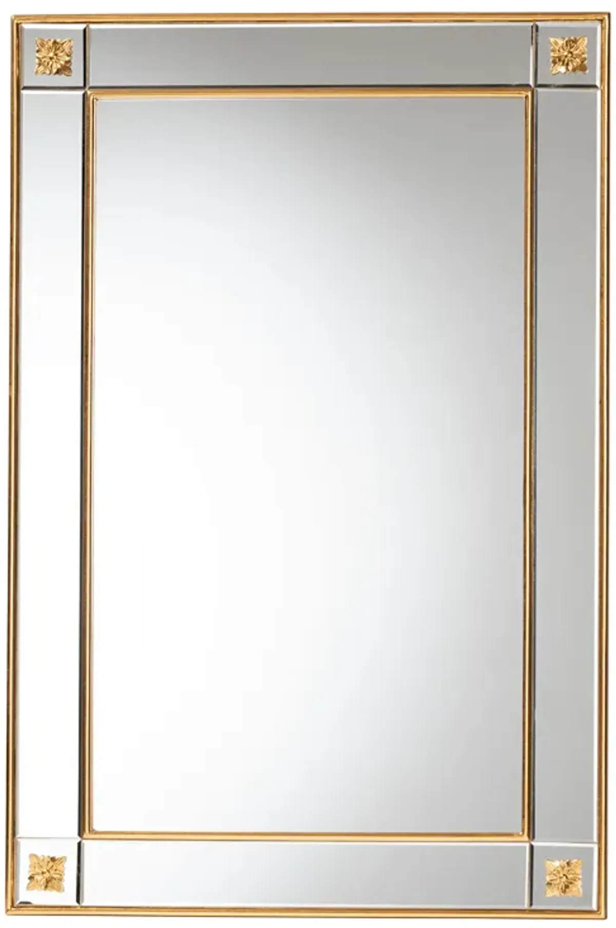 Baxton Studio Iara Modern Glam and Luxe Antique Goldleaf Finished Wood Accent Wall Mirror