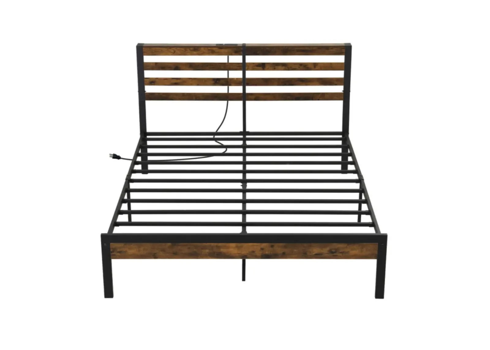 Hivvago Bed Frame with Charging Station and Storage Headboard